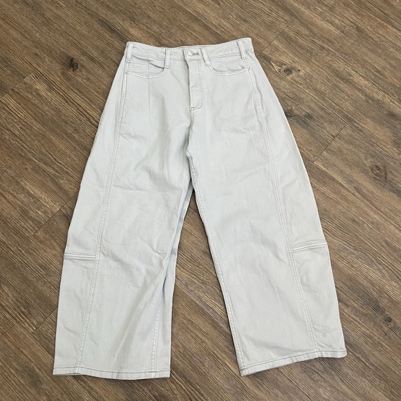 Anthropologie Denim - Anthropologie Pilcro High Rise Barrel Leg Cropped Light Gray Jeans Size 26